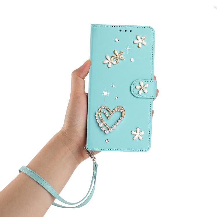 ZS01 Double-Layer Heart Floral Vegan Leather Phone Case with Wrist Strap, For iPhone 16 Pro, For iPhone 16 Plus, For iPhone 16, For iPhone 15 Pro Max, For iPhone 15 Pro, For iPhone 15 Plus