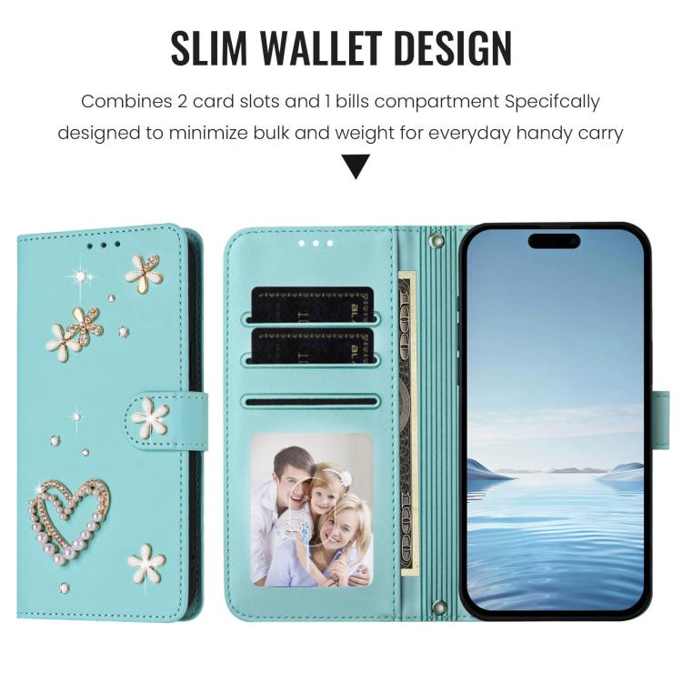 ZS01 Double-Layer Heart Floral Vegan Leather Phone Case with Wrist Strap, For iPhone 13 Pro, For iPhone 12 / 12 Pro, For iPhone 12 Pro Max, For iPhone 11 Pro Max, For iPhone 11, For iPhone 11 Pro