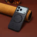 Denior A09 Crocodile Texture PU Vegan Leather Magnetic Phone Case, For iPhone 17 Pro Max, For iPhone 17 Pro