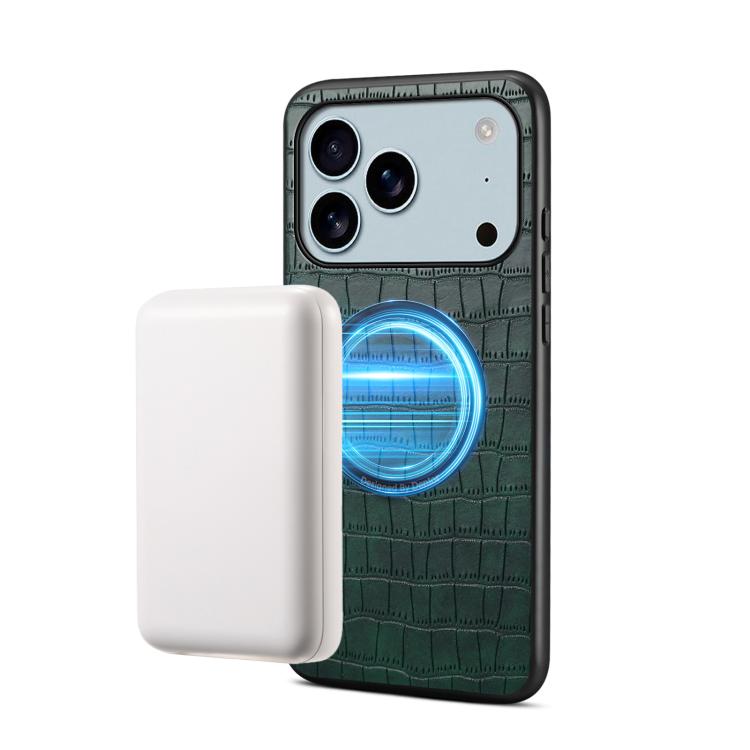 Denior A09 Crocodile Texture PU Vegan Leather Magnetic Phone Case, For iPhone 17 Pro Max, For iPhone 17 Pro