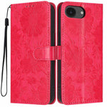 Sunflower Embossed Vegan Leather Phone Case with Small Black Rope, For iPhone 18 Pro, For iPhone 18 Pro Max, For iPhone 16e / 17e, For iPhone 17 Pro Max, For iPhone 17 Pro, For iPhone 17, For iPhone Air, For iPhone 16 Pro Max
