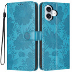 Sunflower Embossed Vegan Leather Phone Case with Small Black Rope, For iPhone 18 Pro, For iPhone 18 Pro Max, For iPhone 16e / 17e, For iPhone 17 Pro Max, For iPhone 17 Pro, For iPhone 17, For iPhone Air, For iPhone 16 Pro Max