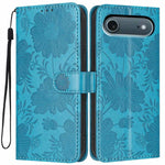 Sunflower Embossed Vegan Leather Phone Case with Small Black Rope, For iPhone 18 Pro, For iPhone 18 Pro Max, For iPhone 16e / 17e, For iPhone 17 Pro Max, For iPhone 17 Pro, For iPhone 17, For iPhone Air, For iPhone 16 Pro Max