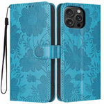 Sunflower Embossed Vegan Leather Phone Case with Small Black Rope, For iPhone 18 Pro, For iPhone 18 Pro Max, For iPhone 16e / 17e, For iPhone 17 Pro Max, For iPhone 17 Pro, For iPhone 17, For iPhone Air, For iPhone 16 Pro Max