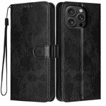 Sunflower Embossed Vegan Leather Phone Case with Small Black Rope, For iPhone 18 Pro, For iPhone 18 Pro Max, For iPhone 16e / 17e, For iPhone 17 Pro Max, For iPhone 17 Pro, For iPhone 17, For iPhone Air, For iPhone 16 Pro Max