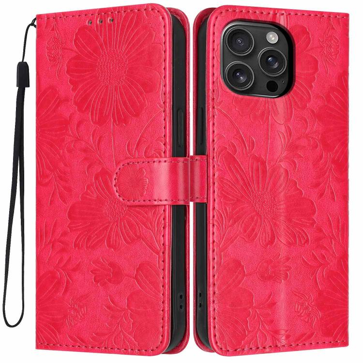 Sunflower Embossed Vegan Leather Phone Case with Small Black Rope, For iPhone 18 Pro, For iPhone 18 Pro Max, For iPhone 16e / 17e, For iPhone 17 Pro Max, For iPhone 17 Pro, For iPhone 17, For iPhone Air, For iPhone 16 Pro Max
