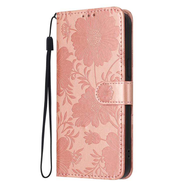 Sunflower Embossed Vegan Leather Phone Case with Small Black Rope, For iPhone 16, For iPhone 15 Pro Max, For iPhone 15 Pro, For iPhone 15 Plus, For iPhone 15, For iPhone 14 Plus, For iPhone 14, For iPhone 14 Pro