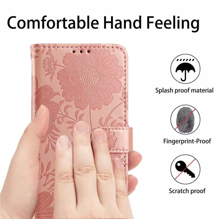 Sunflower Embossed Vegan Leather Phone Case with Small Black Rope, For iPhone 18 Pro, For iPhone 18 Pro Max, For iPhone 16e / 17e, For iPhone 17 Pro Max, For iPhone 17 Pro, For iPhone 17, For iPhone Air, For iPhone 16 Pro Max