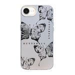 غطاء هاتف هجين من PC وTPU مطلي بالفضة بنقشة فراشة، لهواتف iPhone 17e / 16e، iPhone 17 Pro Max، iPhone 17 Pro، iPhone 17، iPhone Air، iPhone 16 Pro Max