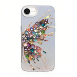 غطاء هاتف هجين من PC وTPU مطلي بالفضة بنقشة فراشة، لهواتف iPhone 17e / 16e، iPhone 17 Pro Max، iPhone 17 Pro، iPhone 17، iPhone Air، iPhone 16 Pro Max