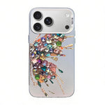 غطاء هاتف هجين من PC وTPU مطلي بالفضة بنقشة فراشة، لهواتف iPhone 17e / 16e، iPhone 17 Pro Max، iPhone 17 Pro، iPhone 17، iPhone Air، iPhone 16 Pro Max