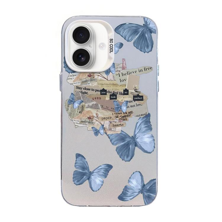 غطاء هاتف هجين من PC وTPU مطلي بالفضة بنقشة فراشة، لهواتف iPhone 17e / 16e، iPhone 17 Pro Max، iPhone 17 Pro، iPhone 17، iPhone Air، iPhone 16 Pro Max