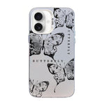 غطاء هاتف هجين من PC وTPU مطلي بالفضة بنقشة فراشة، لهواتف iPhone 17e / 16e، iPhone 17 Pro Max، iPhone 17 Pro، iPhone 17، iPhone Air، iPhone 16 Pro Max