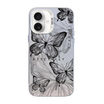 غطاء هاتف هجين من PC وTPU مطلي بالفضة بنقشة فراشة، لهواتف iPhone 17e / 16e، iPhone 17 Pro Max، iPhone 17 Pro، iPhone 17، iPhone Air، iPhone 16 Pro Max