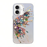غطاء هاتف هجين من PC وTPU مطلي بالفضة بنقشة فراشة، لهواتف iPhone 17e / 16e، iPhone 17 Pro Max، iPhone 17 Pro، iPhone 17، iPhone Air، iPhone 16 Pro Max