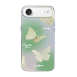 غطاء هاتف هجين من PC وTPU مطلي بالفضة بنقشة فراشة، لهواتف iPhone 17e / 16e، iPhone 17 Pro Max، iPhone 17 Pro، iPhone 17، iPhone Air، iPhone 16 Pro Max