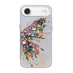 غطاء هاتف هجين من PC وTPU مطلي بالفضة بنقشة فراشة، لهواتف iPhone 17e / 16e، iPhone 17 Pro Max، iPhone 17 Pro، iPhone 17، iPhone Air، iPhone 16 Pro Max