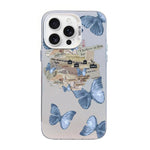غطاء هاتف هجين من PC وTPU مطلي بالفضة بنقشة فراشة، لهواتف iPhone 17e / 16e، iPhone 17 Pro Max، iPhone 17 Pro، iPhone 17، iPhone Air، iPhone 16 Pro Max