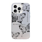 غطاء هاتف هجين من PC وTPU مطلي بالفضة بنقشة فراشة، لهواتف iPhone 17e / 16e، iPhone 17 Pro Max، iPhone 17 Pro، iPhone 17، iPhone Air، iPhone 16 Pro Max