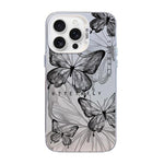 غطاء هاتف هجين من PC وTPU مطلي بالفضة بنقشة فراشة، لهواتف iPhone 17e / 16e، iPhone 17 Pro Max، iPhone 17 Pro، iPhone 17، iPhone Air، iPhone 16 Pro Max