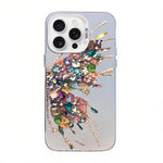 غطاء هاتف هجين من PC وTPU مطلي بالفضة بنقشة فراشة، لهواتف iPhone 17e / 16e، iPhone 17 Pro Max، iPhone 17 Pro، iPhone 17، iPhone Air، iPhone 16 Pro Max