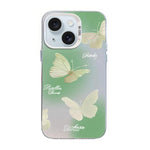 غطاء هاتف هجين من PC وTPU مطلي بالفضة بنقشة فراشة، لهواتف iPhone 15، iPhone 14 Plus، iPhone 14، iPhone 14 Pro، iPhone 14 Pro Max، iPhone SE 2022 / SE 2020