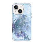 غطاء هاتف هجين من PC وTPU مطلي بالفضة بنقشة فراشة، لهواتف iPhone 15، iPhone 14 Plus، iPhone 14، iPhone 14 Pro، iPhone 14 Pro Max، iPhone SE 2022 / SE 2020