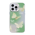 غطاء هاتف هجين من PC وTPU مطلي بالفضة بنقشة فراشة، لهواتف iPhone 15، iPhone 14 Plus، iPhone 14، iPhone 14 Pro، iPhone 14 Pro Max، iPhone SE 2022 / SE 2020