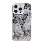 غطاء هاتف هجين من PC وTPU مطلي بالفضة بنقشة فراشة، لهواتف iPhone 15، iPhone 14 Plus، iPhone 14، iPhone 14 Pro، iPhone 14 Pro Max، iPhone SE 2022 / SE 2020