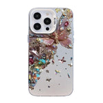 غطاء هاتف هجين من PC وTPU مطلي بالفضة بنقشة فراشة، لهواتف iPhone 15، iPhone 14 Plus، iPhone 14، iPhone 14 Pro، iPhone 14 Pro Max، iPhone SE 2022 / SE 2020