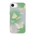 غطاء هاتف هجين من PC وTPU مطلي بالفضة بنقشة فراشة، لهواتف iPhone 15، iPhone 14 Plus، iPhone 14، iPhone 14 Pro، iPhone 14 Pro Max، iPhone SE 2022 / SE 2020