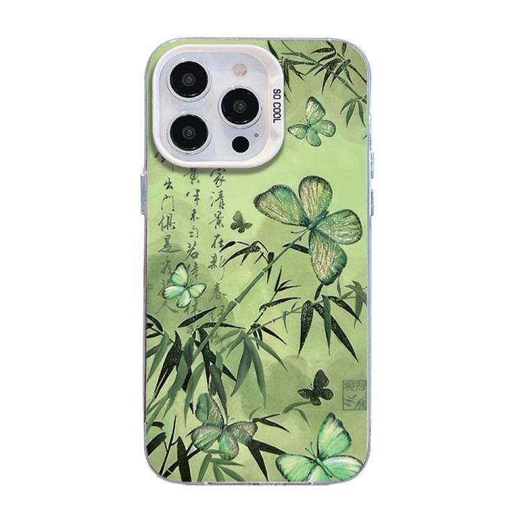Butterfly Pattern Silver Plating PC Hybrid TPU Phone Case, For iPhone 13 Pro Max, For iPhone 13 Pro, For iPhone 13, For iPhone 13 mini, For iPhone 12 Pro Max, For iPhone 12 Pro
