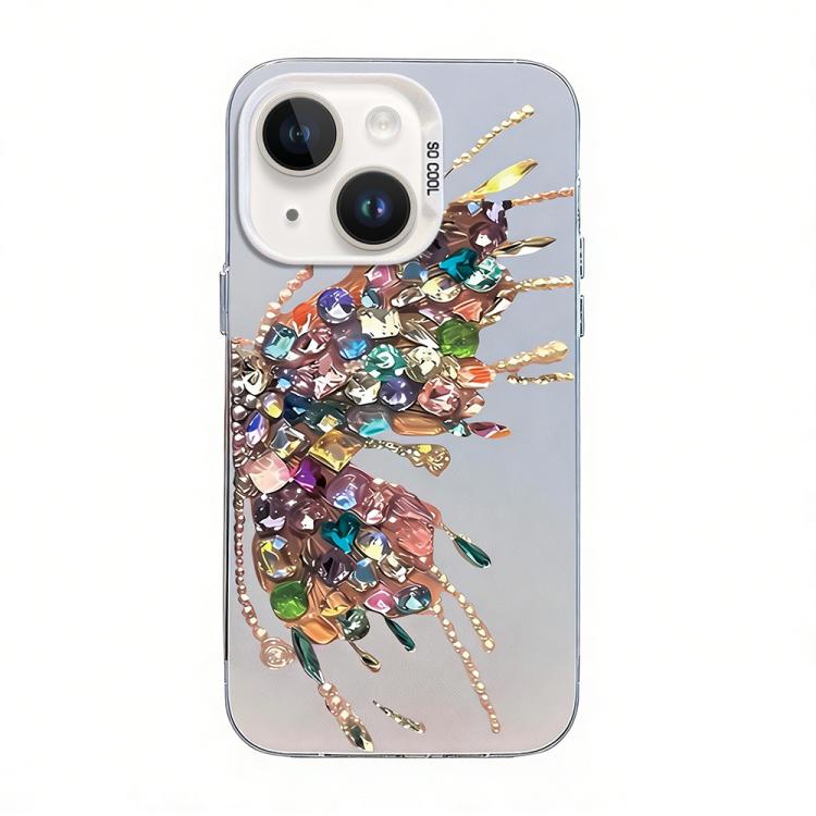 غطاء هاتف هجين من PC وTPU مطلي بالفضة بنقشة فراشة، لهواتف iPhone 13 Pro Max، iPhone 13 Pro، iPhone 13، iPhone 13 mini، iPhone 12 Pro Max، iPhone 12 Pro