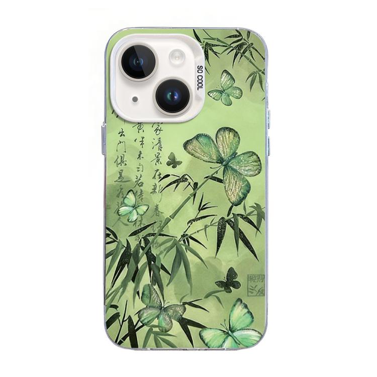 غطاء هاتف هجين من PC وTPU مطلي بالفضة بنقشة فراشة، لهواتف iPhone 13 Pro Max، iPhone 13 Pro، iPhone 13، iPhone 13 mini، iPhone 12 Pro Max، iPhone 12 Pro