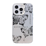 غطاء هاتف هجين من PC وTPU مطلي بالفضة بنقشة فراشة، لهواتف iPhone 13 Pro Max، iPhone 13 Pro، iPhone 13، iPhone 13 mini، iPhone 12 Pro Max، iPhone 12 Pro