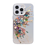 غطاء هاتف هجين من PC وTPU مطلي بالفضة بنقشة فراشة، لهواتف iPhone 13 Pro Max، iPhone 13 Pro، iPhone 13، iPhone 13 mini، iPhone 12 Pro Max، iPhone 12 Pro