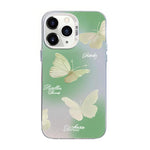 غطاء هاتف هجين من PC وTPU مطلي بالفضة بنقشة فراشة، لهواتف iPhone 12 mini، iPhone 11 Pro Max، iPhone 11، iPhone 11 Pro، iPhone XS / X، iPhone XR