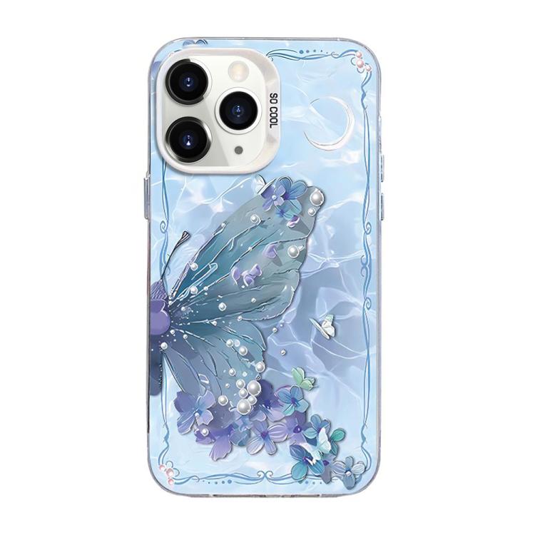 غطاء هاتف هجين من PC وTPU مطلي بالفضة بنقشة فراشة، لهواتف iPhone 12 mini، iPhone 11 Pro Max، iPhone 11، iPhone 11 Pro، iPhone XS / X، iPhone XR