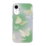 غطاء هاتف هجين من PC وTPU مطلي بالفضة بنقشة فراشة، لهواتف iPhone 12 mini، iPhone 11 Pro Max، iPhone 11، iPhone 11 Pro، iPhone XS / X، iPhone XR