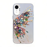 غطاء هاتف هجين من PC وTPU مطلي بالفضة بنقشة فراشة، لهواتف iPhone 12 mini، iPhone 11 Pro Max، iPhone 11، iPhone 11 Pro، iPhone XS / X، iPhone XR