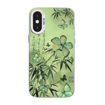 غطاء هاتف هجين من PC وTPU مطلي بالفضة بنقشة فراشة، لهواتف iPhone XS Max، iPhone 8 Plus / 7 Plus