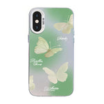 غطاء هاتف هجين من PC وTPU مطلي بالفضة بنقشة فراشة، لهواتف iPhone XS Max، iPhone 8 Plus / 7 Plus