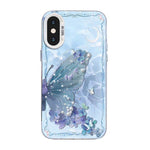 غطاء هاتف هجين من PC وTPU مطلي بالفضة بنقشة فراشة، لهواتف iPhone XS Max، iPhone 8 Plus / 7 Plus