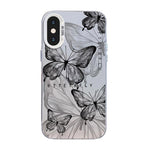 غطاء هاتف هجين من PC وTPU مطلي بالفضة بنقشة فراشة، لهواتف iPhone XS Max، iPhone 8 Plus / 7 Plus