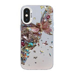 غطاء هاتف هجين من PC وTPU مطلي بالفضة بنقشة فراشة، لهواتف iPhone XS Max، iPhone 8 Plus / 7 Plus