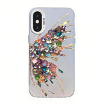 غطاء هاتف هجين من PC وTPU مطلي بالفضة بنقشة فراشة، لهواتف iPhone XS Max، iPhone 8 Plus / 7 Plus