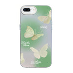 غطاء هاتف هجين من PC وTPU مطلي بالفضة بنقشة فراشة، لهواتف iPhone XS Max، iPhone 8 Plus / 7 Plus