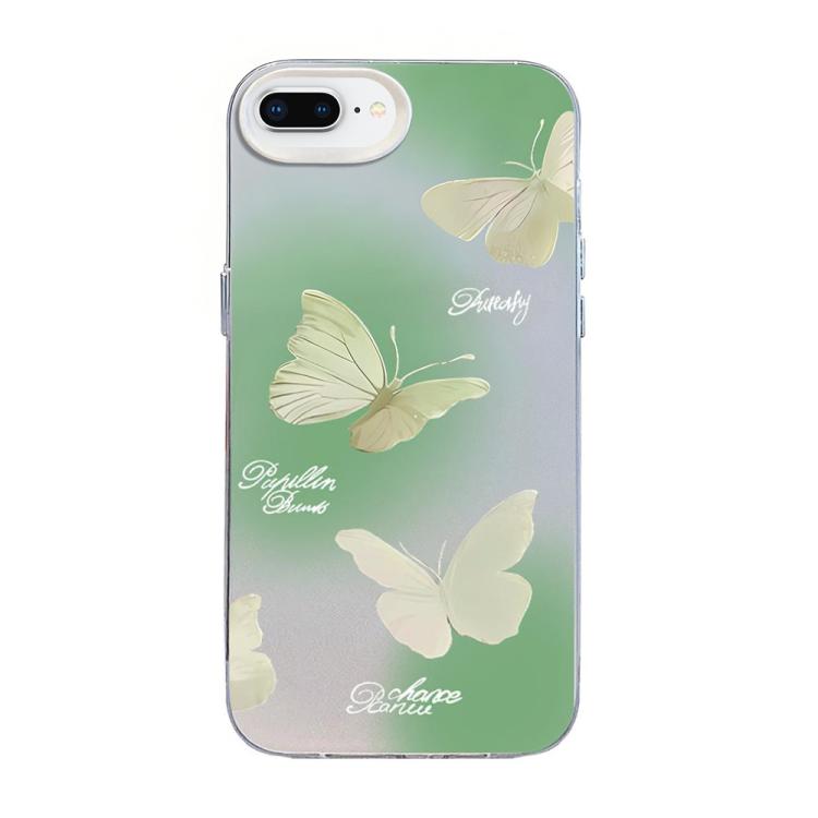 غطاء هاتف هجين من PC وTPU مطلي بالفضة بنقشة فراشة، لهواتف iPhone XS Max، iPhone 8 Plus / 7 Plus