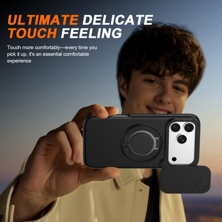 Camera Sliding Shield Magnetic Rotation Holder Phone Case, For iPhone 17 Pro Max, For iPhone 17 Pro, For iPhone 17, For iPhone Air, For iPhone 16 Pro Max, For iPhone 16 Pro