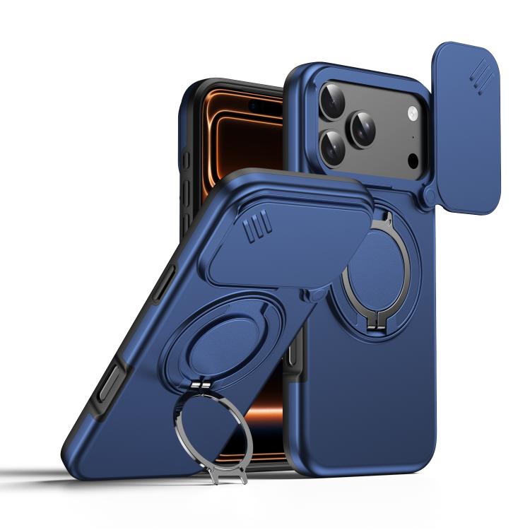 Camera Sliding Shield Magnetic Rotation Holder Phone Case, For iPhone 18 Pro / 17 Pro, For iPhone 18 Pro Max / 17 Pro Max, For iPhone 17, For iPhone Air, For iPhone 16 Pro Max, For iPhone 16 Pro